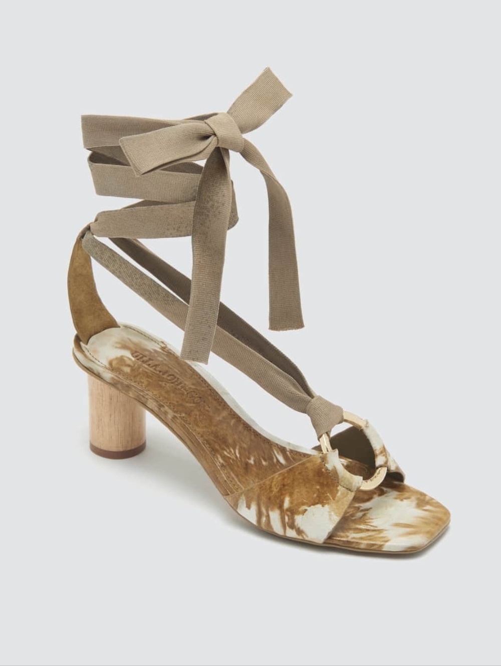 Ulla Johnson Sadie Brown/Khaki/Gold Tie-Wrap Sandals, Sz 40/10, $445